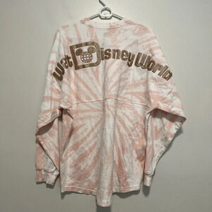 Disney World Spirit Jersey - Pink and White Tie-Dye w Pink glitter - size S